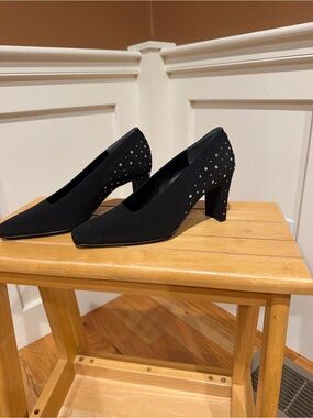 J.Renee Black Studded Mid Heel Pumps